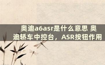 奥迪a6asr是什么意思 奥迪轿车中控台，ASR按钮作用